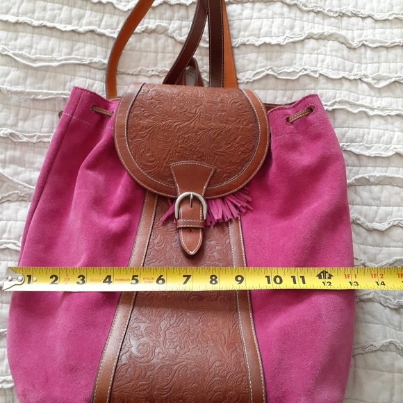 Pink Suede and Leather backpack - Picture 9 of 10